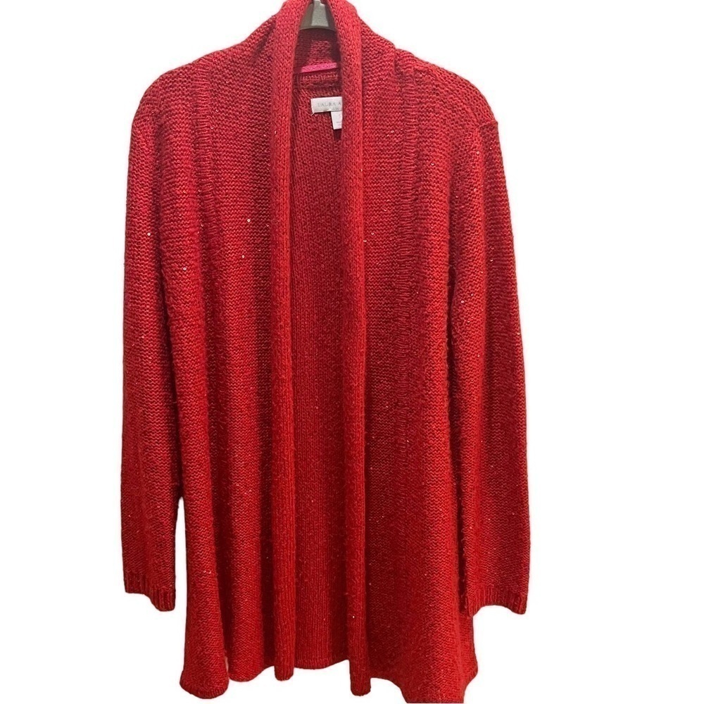 Laura Ashley Red Wool Blend Sequin Cardigan Sz S Valentine’s Day Date Night